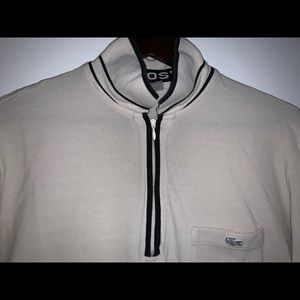 Half zip up Lacoste sweater in beige